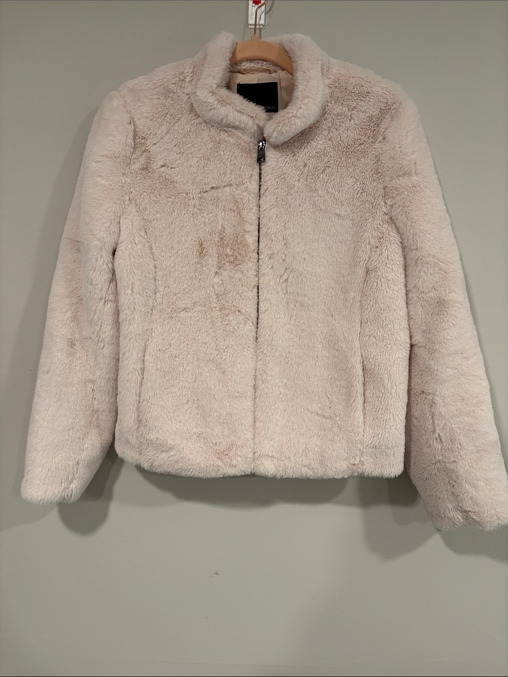 Banana Republic Light Blush Faux Fur Zip Jacket